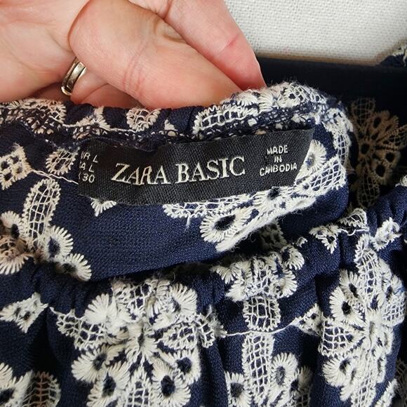 ZARA Top Off The Shoulder Cropped Embroidered WOMENS L Coastal boho  beachy - Picture 2 of 9